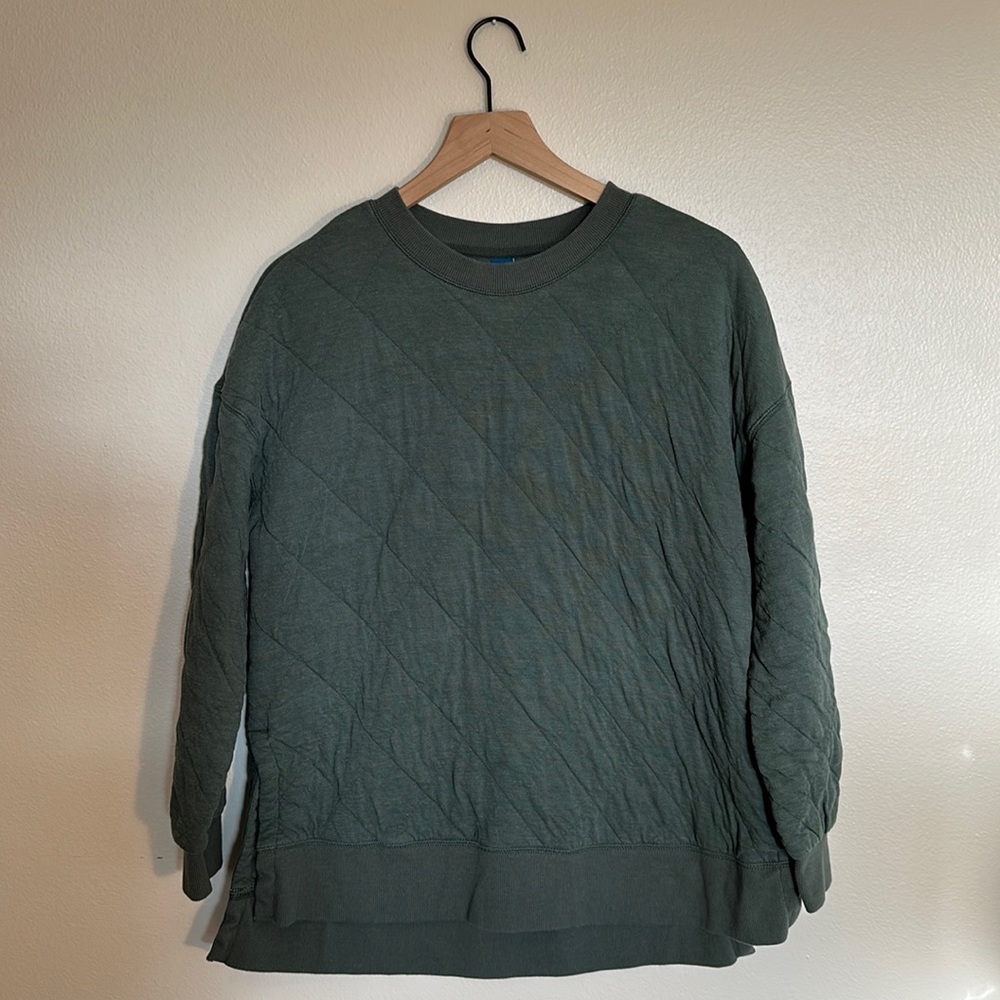 Old Navy Quilted Tunic Sweatshirt. Forest/Teal Green. Small.